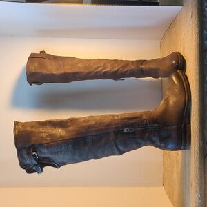 New A.S.98 X Free People Royce over The Knee Brown Leather Boots Eur 37